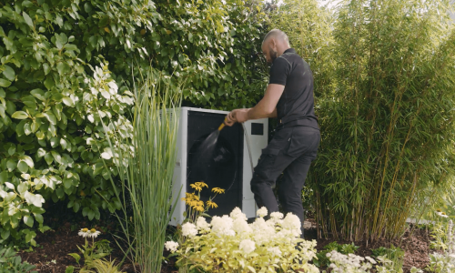 Heat Pump Getting Cleaned