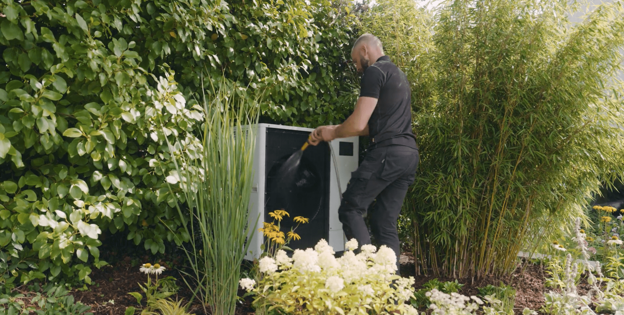 Heat Pump Getting Cleaned