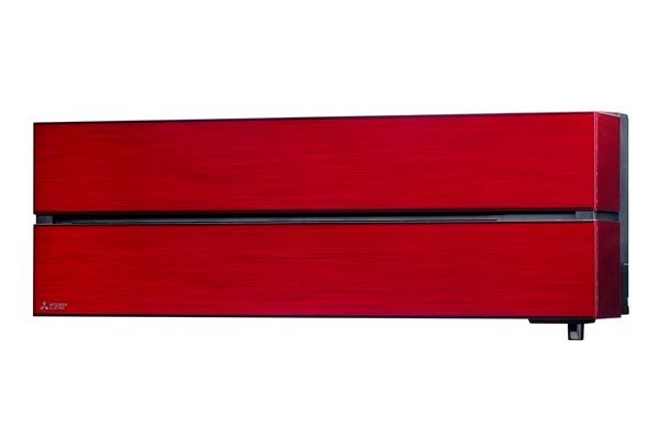 Indoor wall mounted air conditioning unit in red